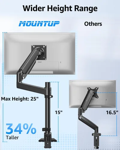 Vista 9 de MOUNTUP Brazo de monitor resistente para pantallas de 49, 45, 42, 40, 39, 34, 32 pulgadas, brazo de monitor ultraancho con capacidad para 4.4-44