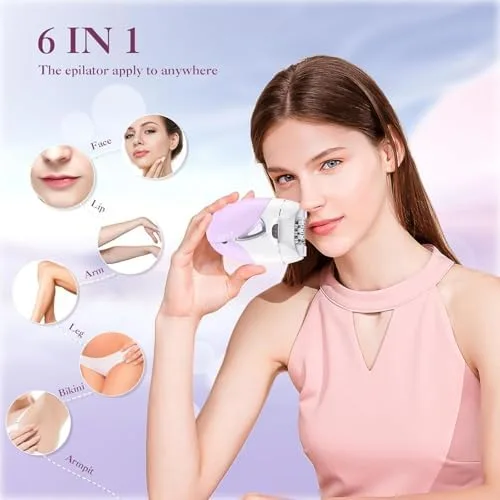 Vista 2 de Depiladora, depiladora para mujeres, depilación facial para mujeres, recargable, dispositivo de eliminación de vello de 2 velocidades con 36 pinzas