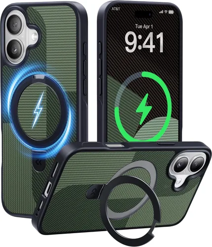 Vista 58 de CASEKOO - Funda diseñada para iPhone 14 Pro con soporte magnético invisible [protección contra caídas de grado militar] [compatible con MagSafe]
