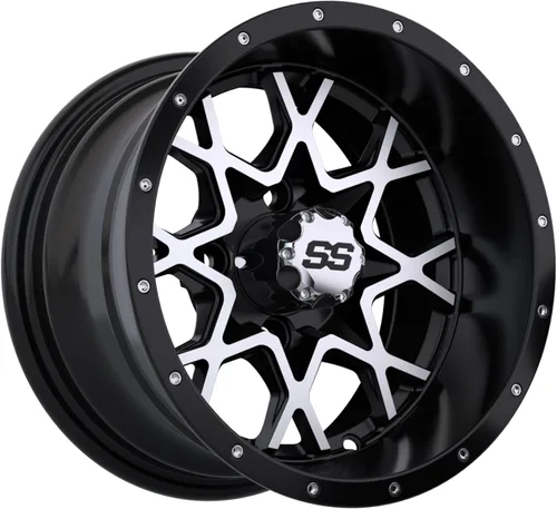 Vista 7 de GTW Vortex - Rueda de aluminio para carrito de golf de 12 pulgadas de 12 x 7 pulgadas, negro mate, patrón de 4 pernos, desplazamiento 3:4, universal