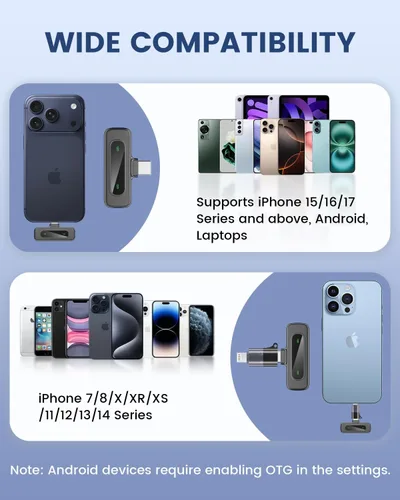 Vista 8 de Micrófono inalámbrico para iPhone y Android, paquete de 2 mini Negro