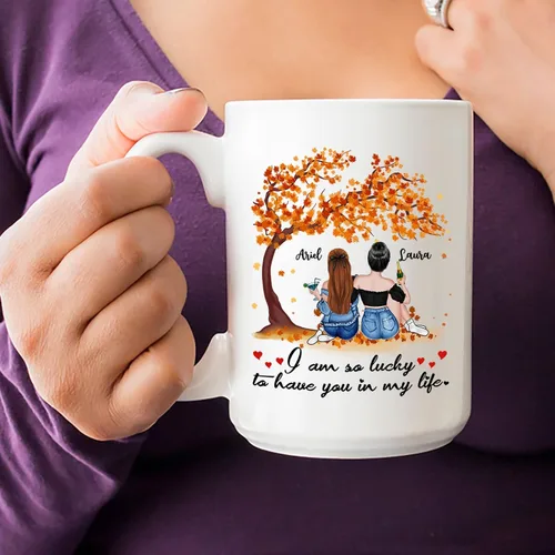 Vista 3 de Taza de café personalizada de la amistad para mejores amigos, mejores amigos, hermana del alma, tazas de café personalizadas para mejores amigas