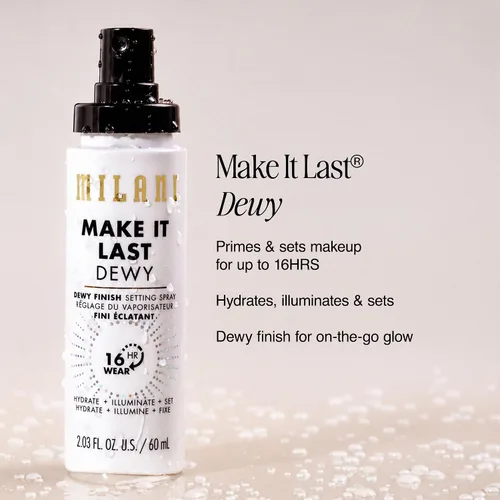 Vista 3 de Milani Make It Last Dewy - Spray fijador para maquillaje, acabado húmedo Dewy (1 paquete)