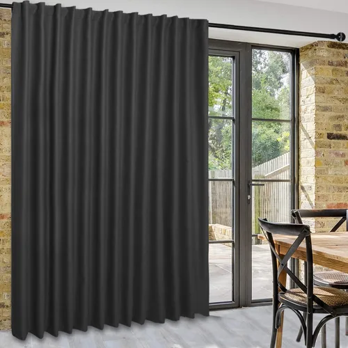 Vista 34 de DWCN Cortina opaca divisora de privacidad para puerta corrediza de patio, cortinas térmicas extra anchas con pestaña trasera y bolsillo para barra