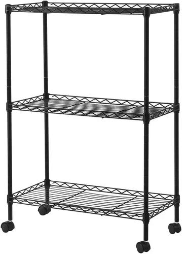 Vista 15 de Estante de almacenamiento ajustable de 3 niveles, estante de almacenamiento de metal, estantería de alambre, estantes de almacenamiento de metal