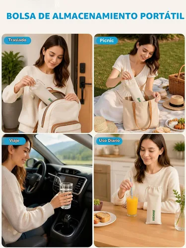 Vista 8 de VEHHE Popotes de metal de acero inoxidable Popotes para beber reutilizables - 10.5" Ultra largo 4 + 1 - Con cepillo de limpieza para vasos de 20/30