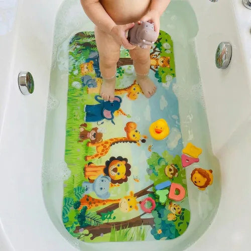 Vista 19 de BEEHOMEE Tapetes de baño para bañera para niños, bebés y niños pequeños - Grandes tapetes antideslizantes de dibujos animados para baño, bañera