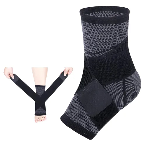 Vista 2 de Ankle Support for Men and Women, Adjustable Compression Ankle Braces for Pain Relief (Black, Small)