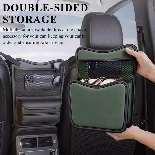 Vista 6 de DXNQ Organizador de Coche Almacenamiento Entre Asientos, Bolsa de Mano de Gran Capacidad de Cuero para Automóvil, Soporte Colgante para Contenido