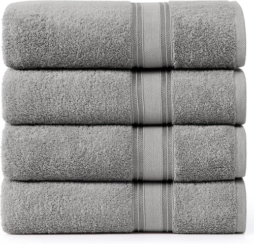 Vista 16 de LANE LINEN Juego de toallas de baño de lujo, 3 piezas, 100% algodón, secado rápido, extra aborbentes, juego de toallas súper suaves, 1 toalla de Gris