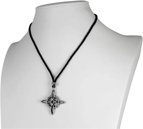 Vista 4 de Collar con colgante Wiccan con nudo de brujas celtas de peltre