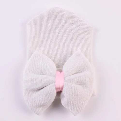 Vista 3 de upeilxd Newborn Hospital Hat Infant Baby Hat Caps with Bow Soft Cute Nursery Beanie Hat