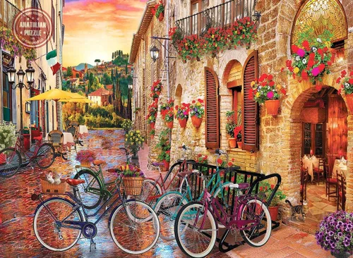 Vista 2 de Anatolian Puzzle - Ciclismo en Toscana, Rompecabezas de 1000 piezas, #1068