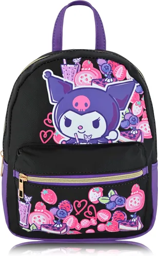 Vista 8 de Sanrio Hello Kitty and Friends Kuromi Mochila Mini bolso de piel sintética de 10 pulgadas para mujeres, hombres, unisex, Kuromi, Mochilas Daypack