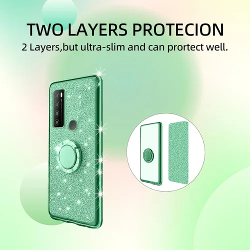 Vista 8 de Funda para teléfono TCL 30 XL, 30XL T701DL para mujer, con purpurina, suave, elegante, TPU transparente, de lujo, linda funda protectora con correa