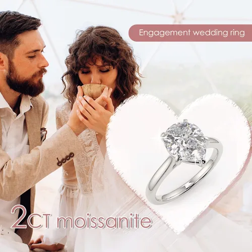 Vista 4 de WSX - Anillo de compromiso de oro de 10/14/18 quilates de 2 quilates para mujer, diseño de lágrima personalizada, moissanita, promesa de boda