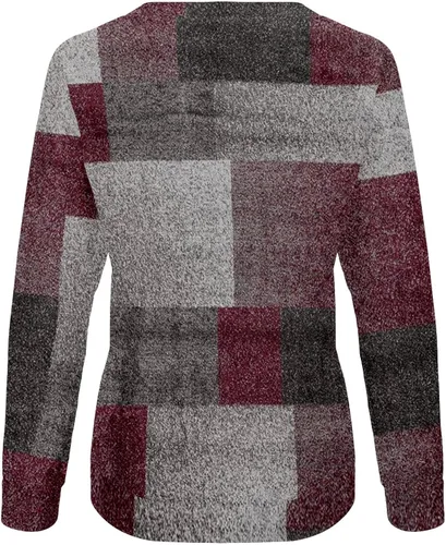 Vista 5 de Camisetas casuales para mujer, con cuello redondo, estilo casual, holgada, de manga larga, mezcla de algodón, para mujer