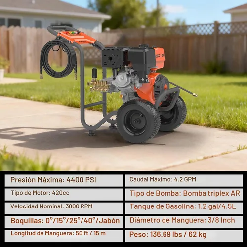 Vista 7 de NOVUS Lavadora a presión de gas 420CC 4400 PSI 4.2 GPM Lavadora eléctrica