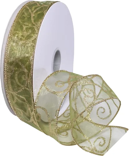 Vista 21 de Morex Ribbon Cintas transparentes con purpurina con espiral, cinta navideña para manualidades y decoraciones de Navidad, envoltura de regalos, 1.5