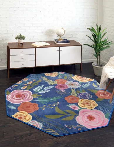 Vista 22 de Unique Loom Blossom Collection - Alfombra de área Ashley (9 pies x 12 pies 2 pulgadas, rectangular, azul/oliva)
