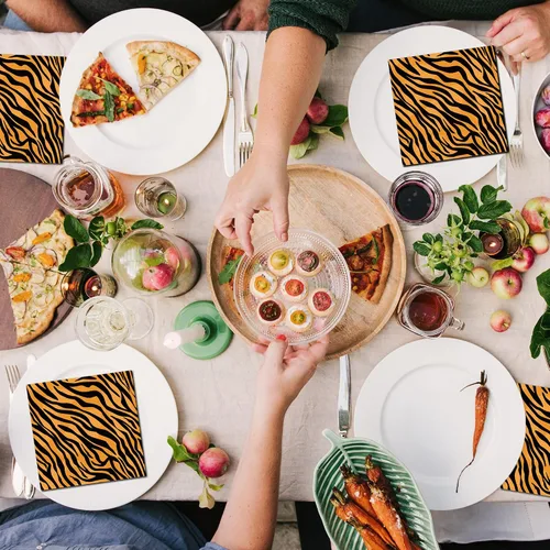 Vista 4 de Servilletas de fiesta con estampado de tigre, servilletas de papel de tigre, juego de servilletas desechables para fiesta de tigre, temática