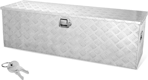 Vista 9 de Caja de herramientas de placa de diamante de aluminio resistente para cama de camioneta pickup, remolque RV, caja de herramientas impermeable