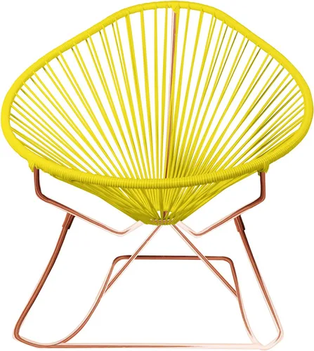 Vista 23 de Innit Designs Acapulco - Silla mecedora con estructura cromada, color turquesa, tejido naranja Verde