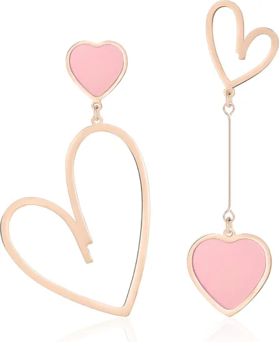 Vista 12 de Linawe Mismatched Heart Dangle Earrings for Women Trendy