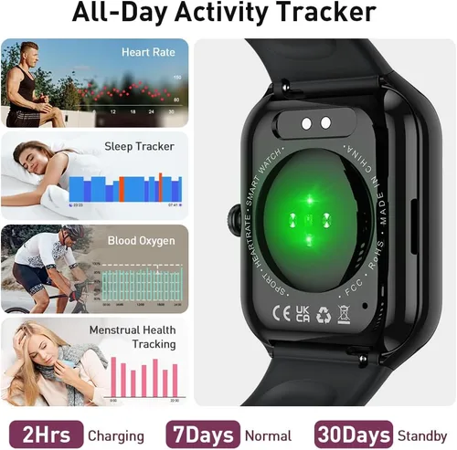 Vista 4 de Motast Reloj inteligente (respuesta/hacer llamada), reloj inteligente HD de 1.96 pulgadas para hombres y mujeres, reloj de fitness con más de 110