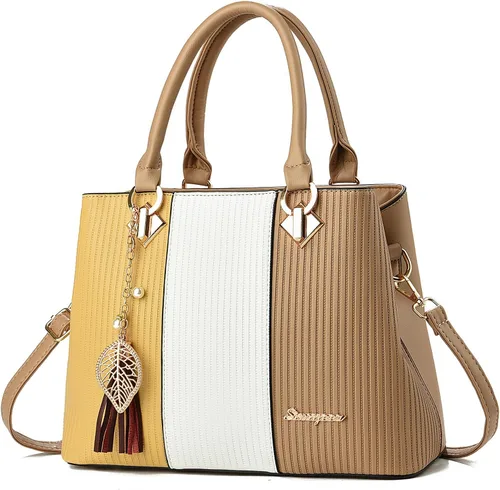Vista 11 de Bolsos y carteras para mujer de cuero, bolso tote, bolso de hombro mediano, bolso bandolera con asa superior para damas