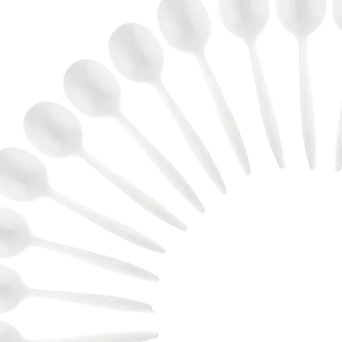Vista 5 de Plasticpro Cubertería 800 cucharas de sopa de plástico desechables blancas de peso medio