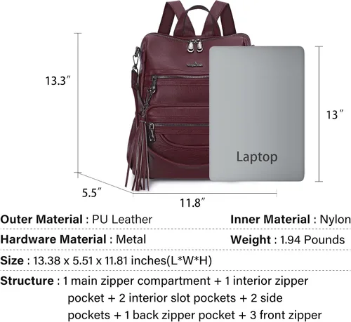 Vista 81 de Bolsos mochila monedero de piel sintética para mujer, bolsas con zíper, mochilas de hombro casuales