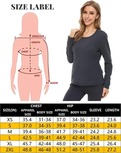 Vista 5 de Venustas Womens Heated Shirt Thermal Underwear with 5V Battery Pack Winter Warm Base Layer Top Bottom Set Long Johns