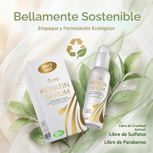 Vista 5 de Sérum para el cabello con queratina y proteína, complejo premium de aceites de hierbas de lujo, nutre y rejuvenece el cabello seco y dañado
