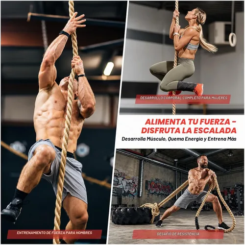 Vista 8 de Climbing Rope Gym Workout - 10FT 15FT 20FT 25FT 30FT 35FT Heavy Duty Jute Thick Ropes for Adults Strength Training Outdoor Tree Swing Indoor Home