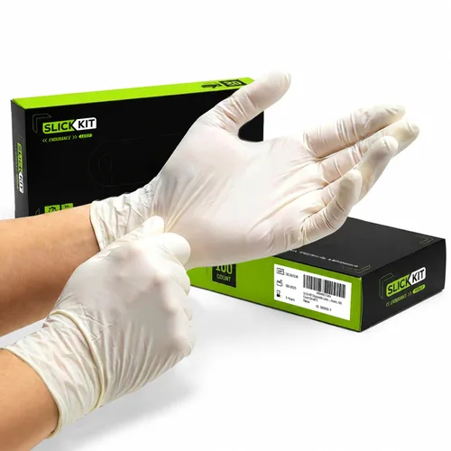 Vista 8 de Guantes desechables de nitrilo para piel sensible, sin polvo, sin látex, hipoalergénicos, infundidos, calmantes e hidratantes, texturizados, 3.5