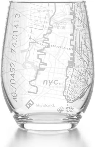 Vista 13 de Well Told Copa de vino sin tallo grabada con mapa de Atlanta, Georgia (15 oz, transparente) - Mapa de ciudad grabado, vaso personalizado, regalos