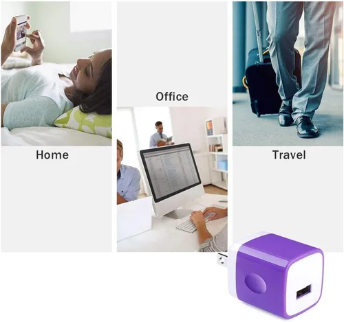 Vista 7 de GiGreen - Enchufe de pared USB, bloque de carga rápida de un solo puerto, paquete de 5 unidades de enchufe de carga USB, adaptador de pared
