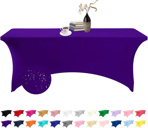 Vista 126 de Paquete de 2 fundas de mesa de elastano impermeables para mesas rectangulares, 6 pies, negras, elásticas, resistentes a manchas, para todas