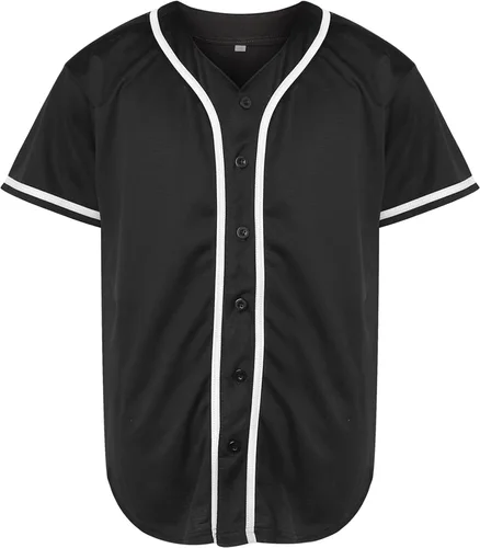Vista 2 de MESOSPERO Camiseta de béisbol lisa con botones en blanco de manga corta Hipster Hip Hop
