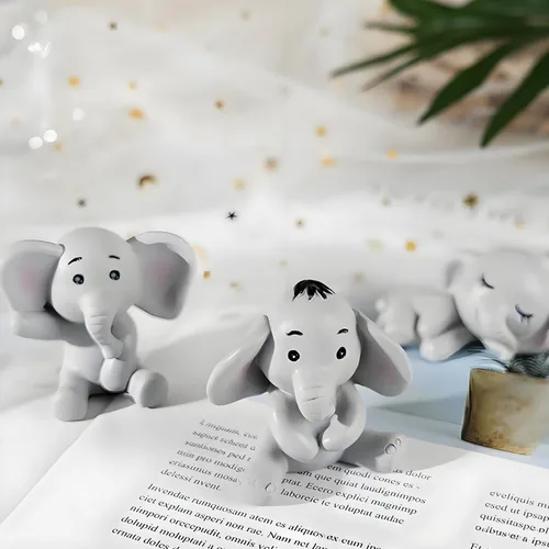 Vista 7 de Figuras miniatura de elefante, resina en miniatura, decoración de elefante, lindo adorno para tartas, figuras de animales pequeños, decoraciones