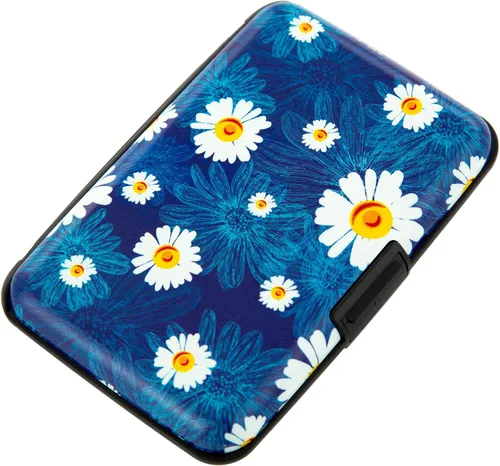 Vista 14 de Soporte para tarjetas de crédito, cartera de metal para tarjetas de bloqueo RFID, mini funda rígida de aluminio delgada para tarjetas de negocios A