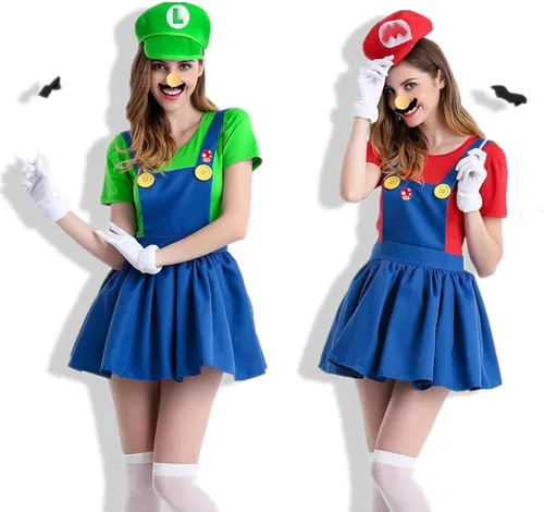 Vista 4 de Jolbndcv Sombrero rojo y verde con guantes botones y barba para disfraz de cosplay