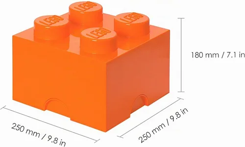 Vista 3 de LEGO Ladrillo de Almacenamiento 4 – botones Naranja – Caja de Almacenamiento de Plástico Apilable con Tapa para Niños y Adultos, Organizador