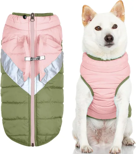 Vista 7 de Gooby - Chaqueta de perro montañero, color jade, XS - Abrigo cálido con cremallera, asa de elevación y doble anillo en O para correa, resistente al