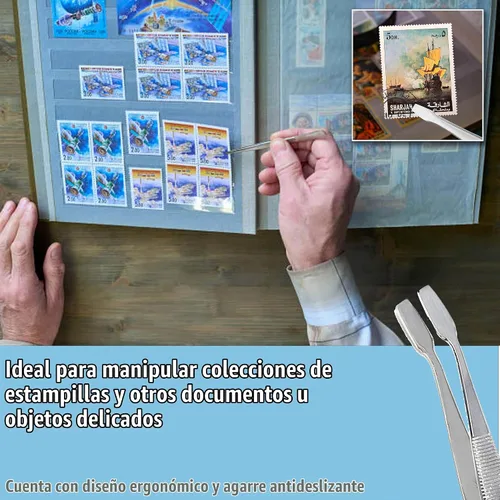 Vista 4 de A2Z-2 pinzas de punta plana con punta dentada roma, pinzas de alimentación de acero inoxidable con puntas anchas rectas y anguladas, pinzas