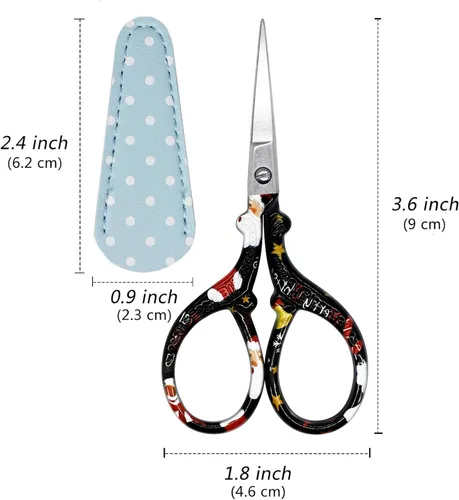 Vista 2 de Tijeras Pequeñas de Costura de 9 cm Tijeras de Bordado Pequeñas de Precisión con Funda de Cuero Tijera de Acero Inoxidable para Trabajo de Aguja