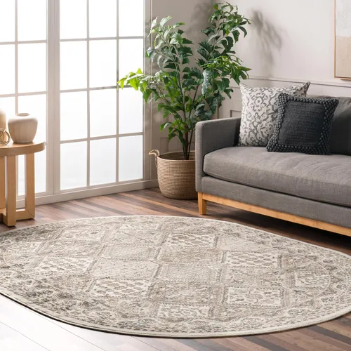 Vista 12 de nuLOOM Alfombra de Área Becca Tradicional con Diseño de Azulejos 2x3, Beige, Diseño Transicional Desvanecido, Resistente a las Manchas, Para