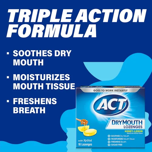 Vista 5 de ACT Pastillas de boca seca con xilitol, miel y limón sin azúcar, 18