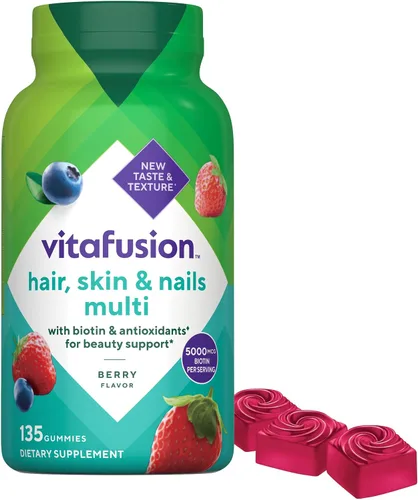 Vista 7 de Vitafusion Gorgeous Hair - Vitaminas de gomitas multivitamínicas para el cabello, uñas de piel, además de biotina y vitaminas antioxidantes CE